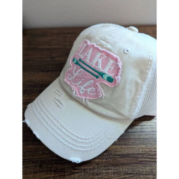 2/$30 Cream Ladies Lake Life Trucker Cap - Picture 4 of 7